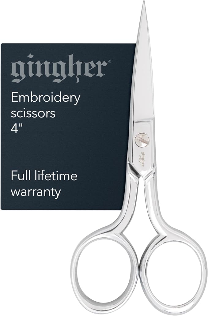 Gingher 4" Straight Embroidery Scissors to Cut Fabric & Needlework