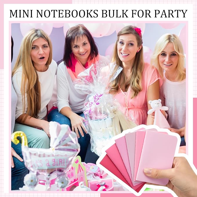 Outus 36 Pcs Pocket Notebook Mini Journal 2.5" x 4" Kraft Paper Mini Notepad Bulk Softcover Pocket Notepad Memo Diary Subject Notebooks for Student Travel School (Pink,Blank Cover)