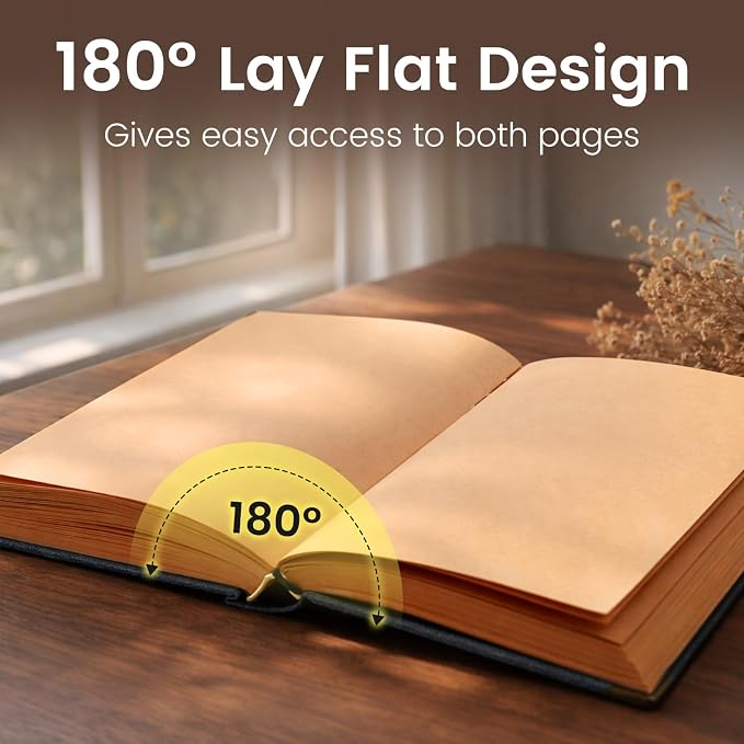 Vintage Hardcover Blank Notebook A5 Journal - 384 Pages 100 GSM Thick Kraft Paper Writing Journal for Men & Women Dark Brown 5.51" x 8.50"