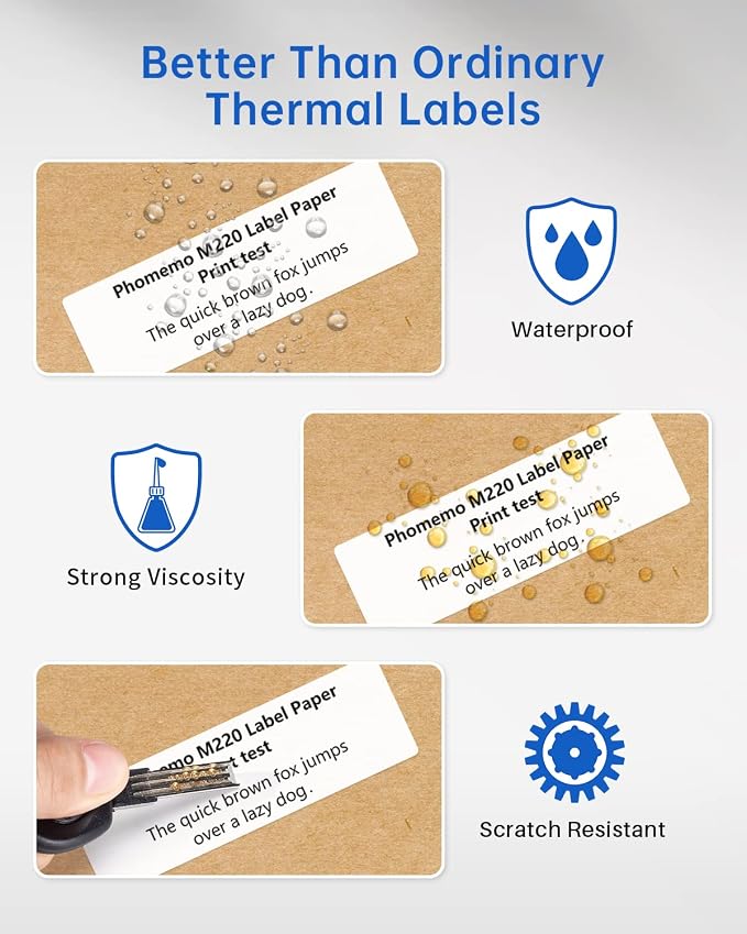 Phomemo Address Labels for M-Series Label Makers, Thermal Mailing Stickers | Easy to Peel Off. White, 1" x 2-5/8", 130 Per Roll, 3 rolls