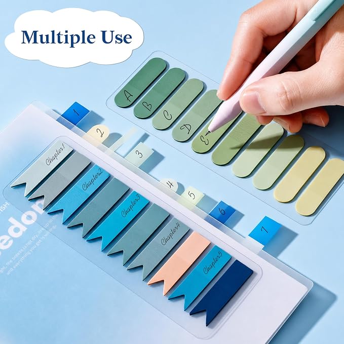 Temiary 2600Pcs Transparent Sticky Index Tabs for Annotating Bible, Stylish | Colorful Books Tabs Clear Flags Strip Notes Tabs, Translucent Writable and Repositionable Page Marker for Bible Notebooks