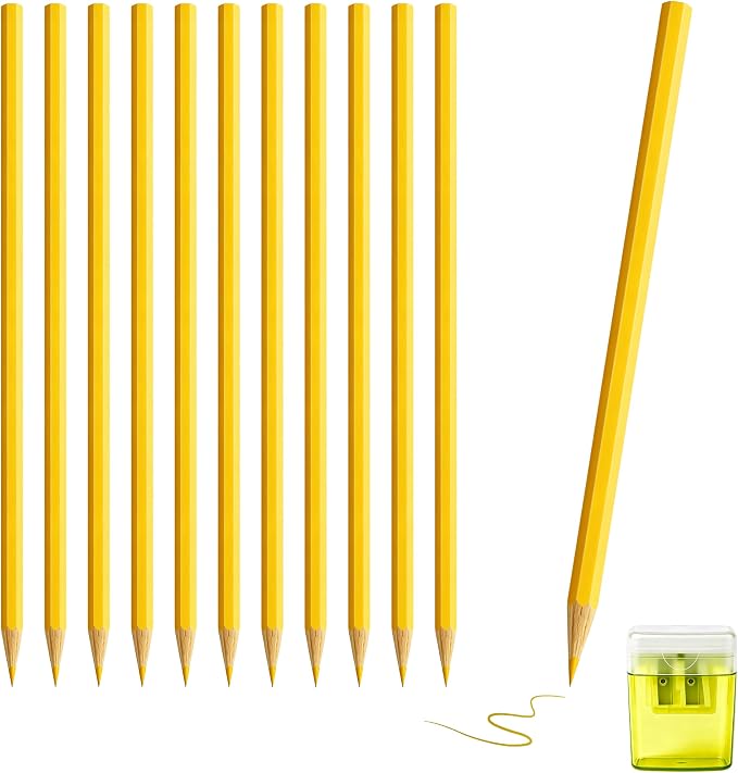 12 Piece Yellow Colored Pencils Set with Sharpener, Pre-Sharpened Professional Wooden Art Pencils for Artists Drawing and Sketching, Premium Colored Tone Supplies Delivering Detailed Painting(Yellow)