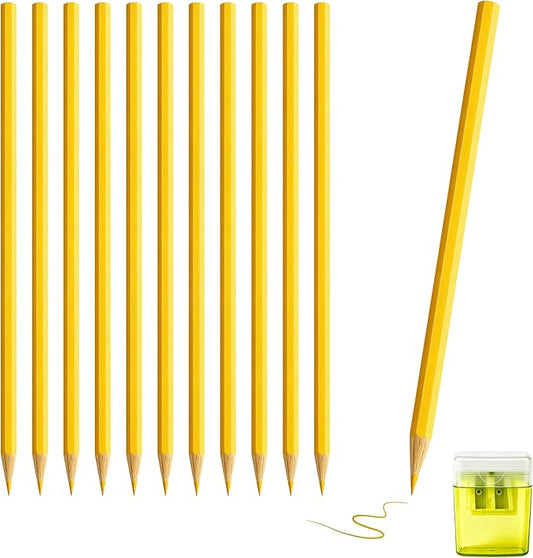 12 Piece Yellow Colored Pencils Set with Sharpener, Pre-Sharpened Professional Wooden Art Pencils for Artists Drawing and Sketching, Premium Colored Tone Supplies Delivering Detailed Painting(Yellow)