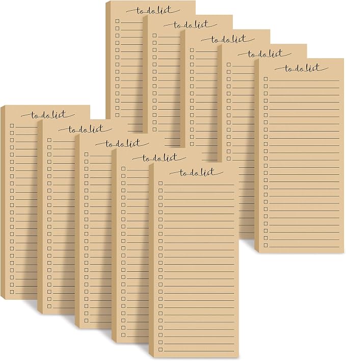 Censen 10 Pack 500 Sheets to Do List Notes Daily Checklist Notepad with 50 Sheets Undated Memo Pad Color Block Shopping List Weekly Plan Notepad Organizer Planners(Wood Color,Lined)