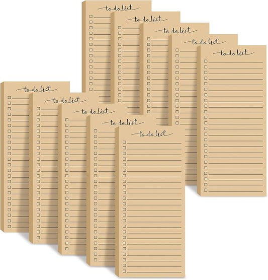 Censen 10 Pack 500 Sheets to Do List Notes Daily Checklist Notepad with 50 Sheets Undated Memo Pad Color Block Shopping List Weekly Plan Notepad Organizer Planners(Wood Color,Lined)