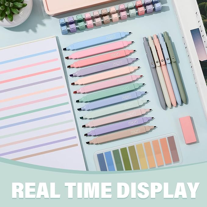 Jutom 38 Pcs Book Annotation Kit for Bible Journaling Study, Aesthetic Highlighters Pens, Index Tabs, Sticky Notes, Markers for Annotating Books Bible Page Tabs Supplies(Retro Color,Square)