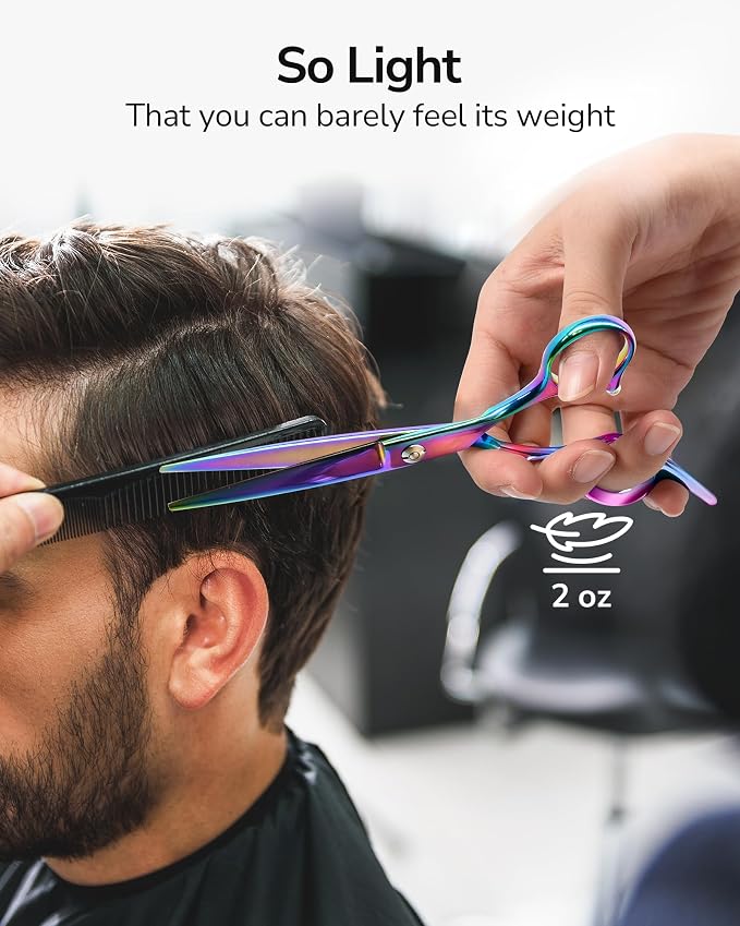 Hair Cutting Scissors, ULG Professional Hair Scissors 6.5” Rainbow | Right-Hand, Razor Edge Barber Shears, For Salon and Home Hair Cutting Shears, Japanese Stainless Steel, Hand Sharpened