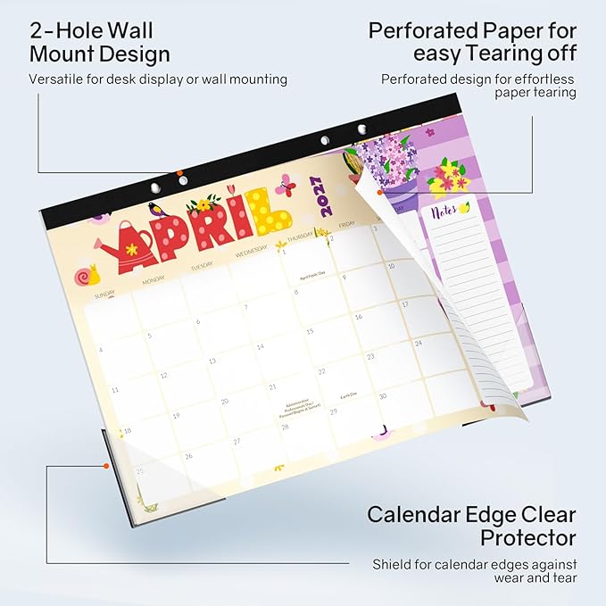 SUNEE Desk Calendar 2027 - 17" x 12" Desk Pad Calendar, 18-Month Monthly Planner Oct. 2026 - Mar. 2028, Desktop Calendar with 308 Planner Stickers, Plastic Protective Corners for Office, School and Home, Cute