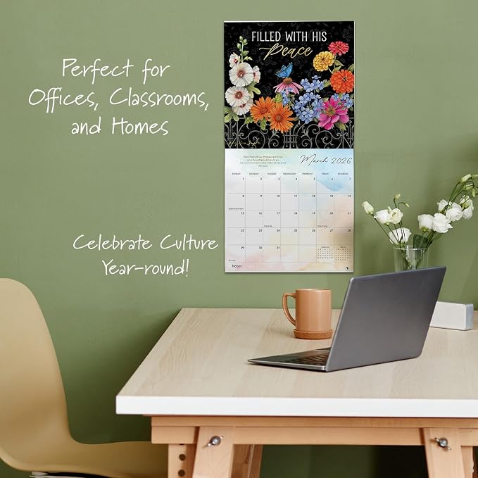 African American Expressions 2026 Wall Calendar – With God All Things Are Possible – Monthly Calendar Celebrating Black Culture & History, 12x12 Hanging Calendar, 16 Months – Christian Gifts