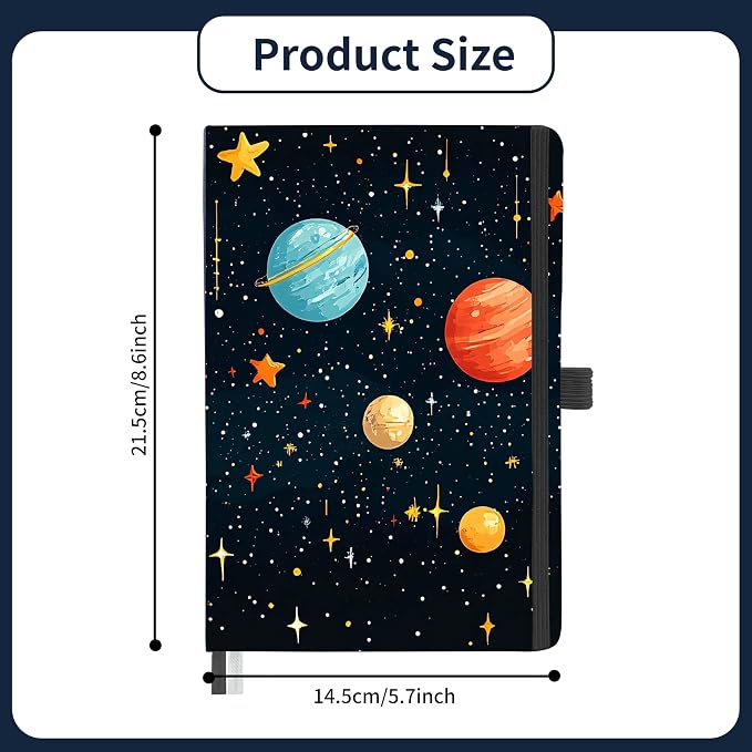 Mlife Lined Journal Notebook for Women & Men,A5 Hardcover PU Leather Journals for Writing,100 GSM Thick Paper, Perfect for College,Work,Office Supplies,Space Style C