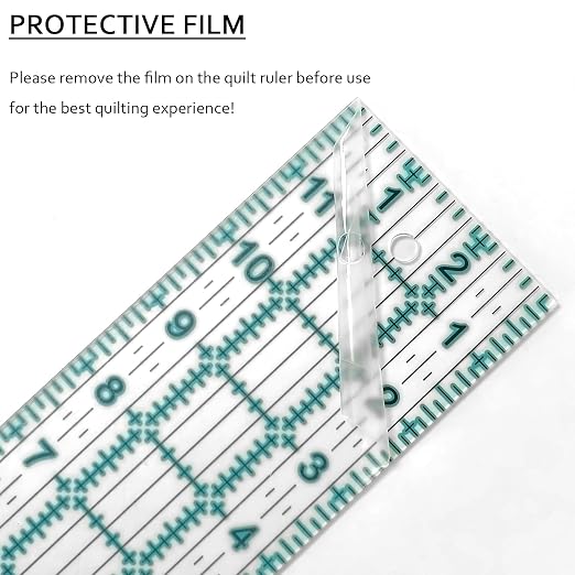 Sewing Ruler,5 Piece Quilting Rulers,3 x17 Inch,1.5 x17 Inch,3 x12 Inch,1.5 x10 Inch,1 x6 Inch,Acrylic Ruler,Cutting Ruler with Non-Slip Rings (Blue)