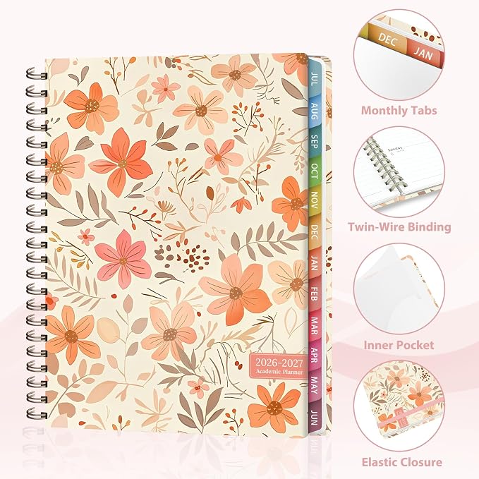 Planner 2026-2027, Weekly and Monthly Academic Planner, July 2026 - June 2027, Hardcover Calendar Agenda Book for School Year Planning, School Supplies for Teacher and Student, Letter Size(8.5'' x 11'')