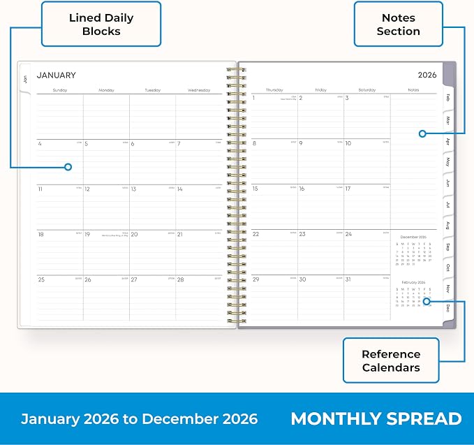 Blue Sky 2026 Weekly & Monthly Planner Calendar, 8.5"x11", Tula | January 2026 - December 2026, Flexible Cover, Durable Twin Wire Binding, Laminated Tabs, Storage Pocket