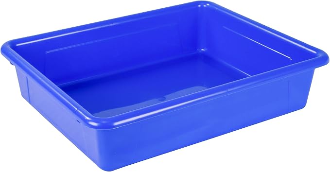 Storex Letter Size Flat Storage Tray – Organizer Bin for Classroom, Office and Home, Blue, 5-Pack (62517A05C), 10 x 13 x 3 Inches