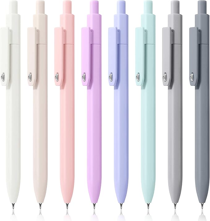 Vitoler Cute Gel Pens, 8 Pack 0.5mm Fine Point Pens with Fidget Quick Dry | For Women, For Teachers, For Nurses, Smooth Writing, Liquid Ink, For Badge, Black ink, Felt Tip, Medium Point, For Journaling