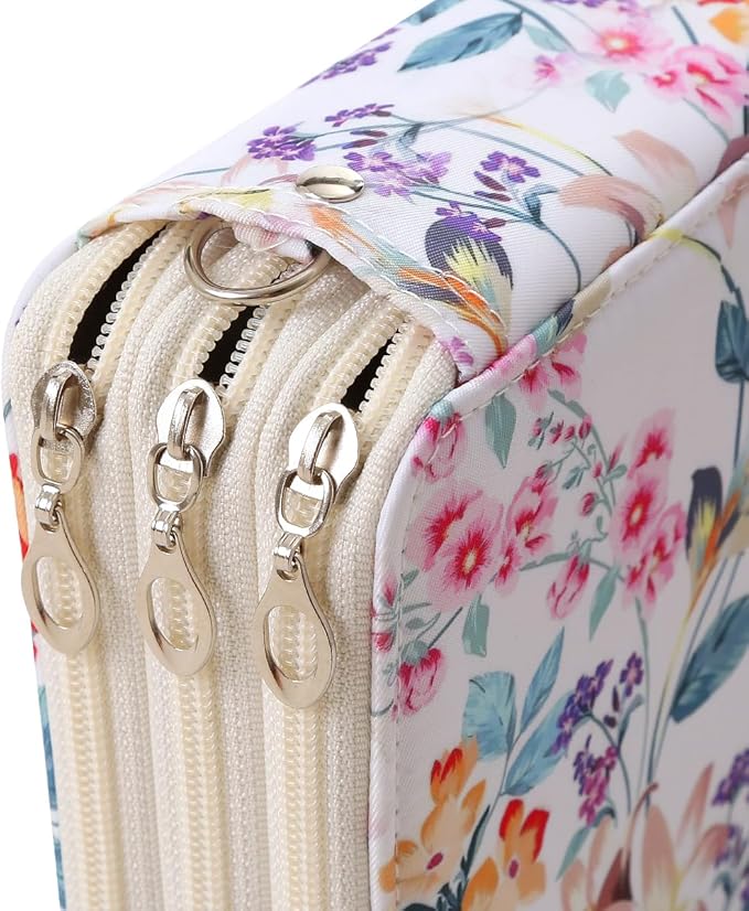 Portable Colored Printing Pattern Pencil Case Holds 72 pcs Pencils Bag Organizer with Handy Wrap Portable- Multilayer Holder for Watercolor Pens or Markers, Pencil Case Organizer for Artist