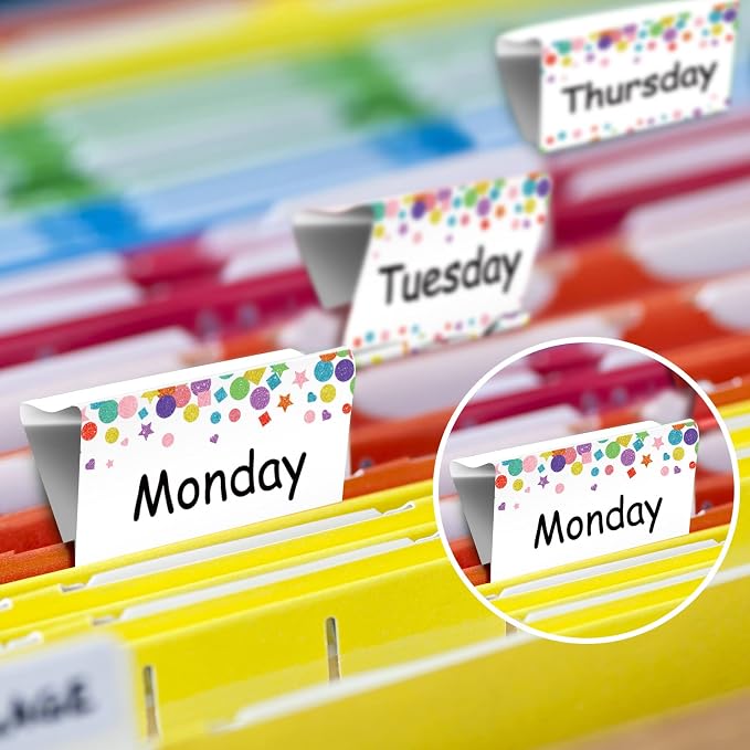 Tenare 6 Pack 2 Inch Teacher Binder Clips, Classroom Paper Organizer | Includes Monday, Tuesday, Friday ,Wednesday, Thursday and Today for Classroom Management Paper Sorting-School Office Supplies