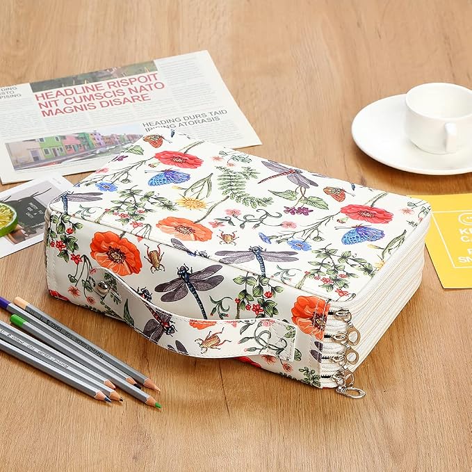 200 Slots Colored Pencil Case Organizer 4-Layer Zipper Bag | Portable Art Supply Organizer, Twill Oxford fabric Large Capacity Colored Pencil Case with Handle for 200 Watercolor Pencils