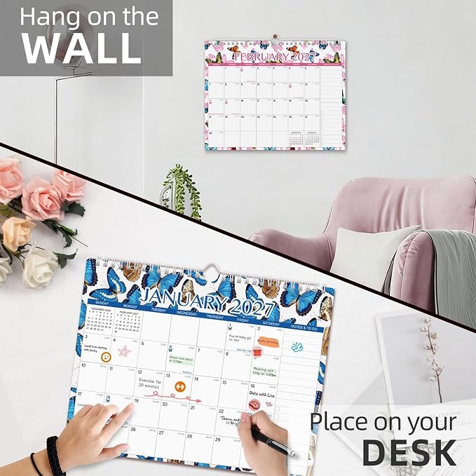 Comix 18 Month Wall Calendar 2026-2027 11x8.5 Inch, Monthly Planner Jul 2026 to Dec 2027, Thick 120GSM Paper with Stable Twin-Wire Binding for Home Office Planning