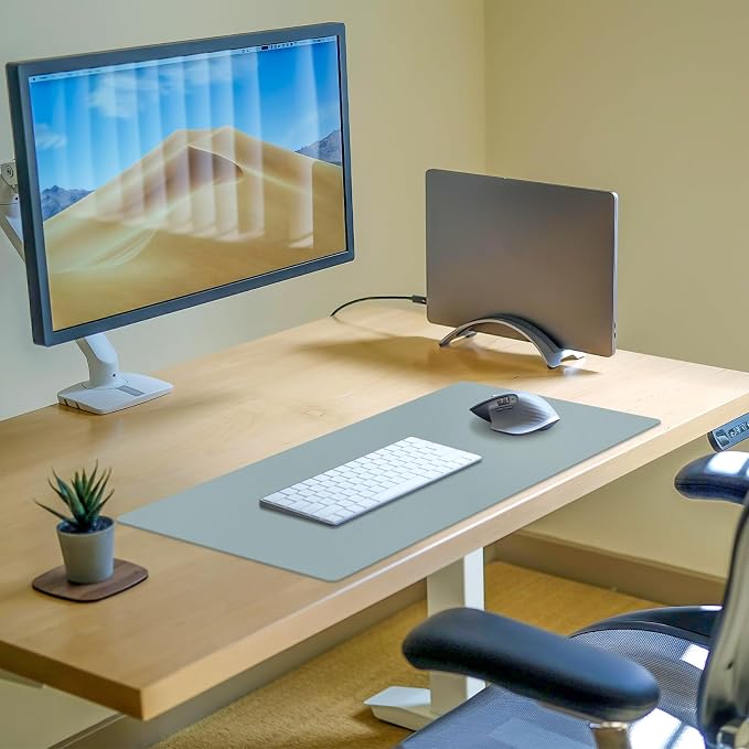 Large Desk Pad Mat, Leather Blue Desk Mat for Desktop, Computer Desk Mouse Pad Non-Slip, Waterproof Keyboard Mat for Office/Home/Decor, 31.5" x 15.7"
