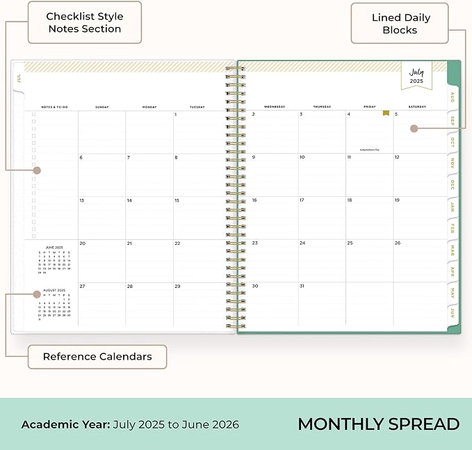 Blue Sky 2025-2026 Weekly & Monthly Academic Planner, 8.5"x11", Palms | July 2025 - June 2026, Flexible Cover, Laminated Tabs, Storage Pocket, Stickers, Academic Year, Day Designer