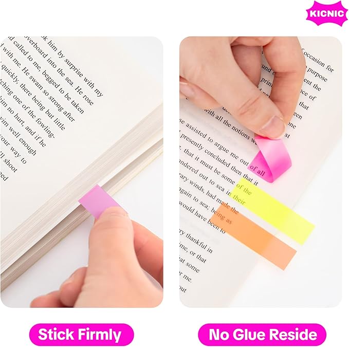 KICNIC Page Markers Sticky Index Tabs 1500 Pcs, Arrow Flag Tabs Colored Sticky Notes for Page Marker Bookmarks, 10 Colors, Stick Securely, Remove Cleanly