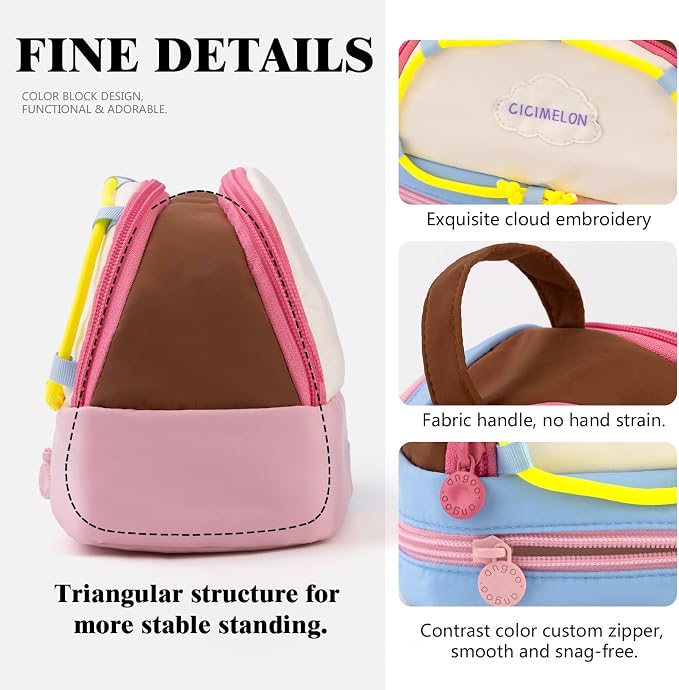 CICIMELON Large Capacity Pencil Case, Cute Aesthetic Pencil Pouch with 3 Compartments, Big Pencil Bag Organizer for School Supplies, Pen Holder for Kids, Girls, Boys, Students