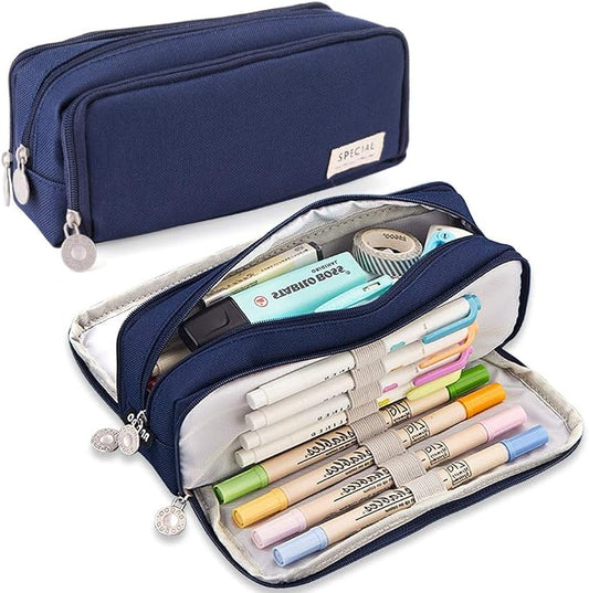 iSuperb Large Pencil Case 3 Compartments Pencil Pouch Big Capacity Pencil Bag for Kids Teen Girls Boys Student School Supplies Oxford Organizer Pen Bag Cosmetic Makeup Pouch
