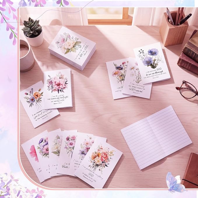 Tatuo 24 Pcs Watercolor Floral Christian Mini Notebook for Women Scripture Bible Verse Inspirational Notepads Pocket Prayer Journal for Church Gifts VBS Volunteer Appreciation Gifts 2026, 3.3 x 4.7 In