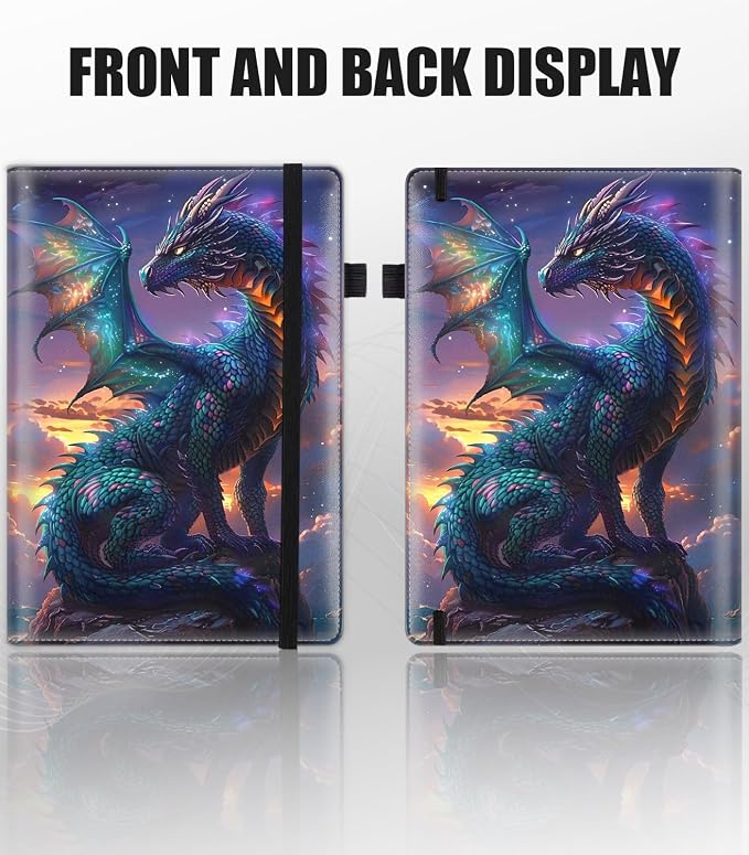 Hardcover Executive Notebooks, A5 PU Leather Lined Journal Notebook, 200 Pages Thick Paper Subject Notebooks for School,Work,Home Writing Business Notebook, Diary Book ，Cool Anime Dragon