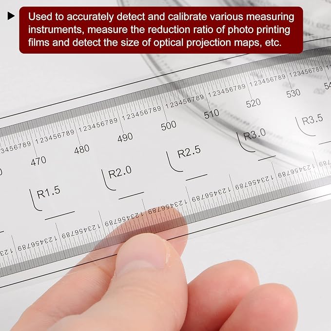 HARFINGTON Film Flexible Ruler 120cm 0.1mm Scale with R Angle & Width Lines PET Plastic Folding Straight Ruler Calibration Soft Ruler Measuring Tool for Factory, Transparent