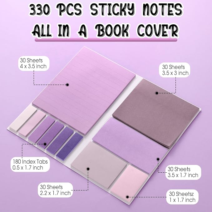 38 Pcs Aesthetic Office Supplies with Pen Case Sticky Notes Gel Pens Highlighters Correction Tapes Stationery Kit for Office Work Coworkers(Purple Color,Classic)