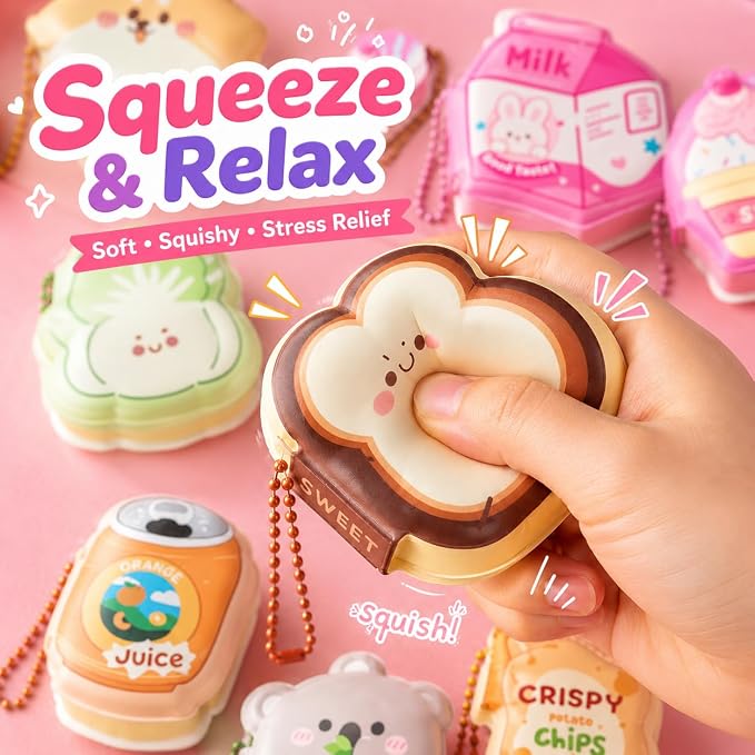 20 Pack Cute Sticky Notes with Chain, Squishy Mini Memo Pads, 20 Styles | 20 Cute Squishy Memo Pads in 5 Fun Series, Pocket-Size Sticky Notes for Planners, Journaling, Rewards, Party Favors and Gifts