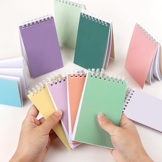 Atiloy 24 Packs Pocket Notebook Mini Notebooks Bulk Small Spiral Notepad for Work, Home, Office, School, Gifts, 8 Colord