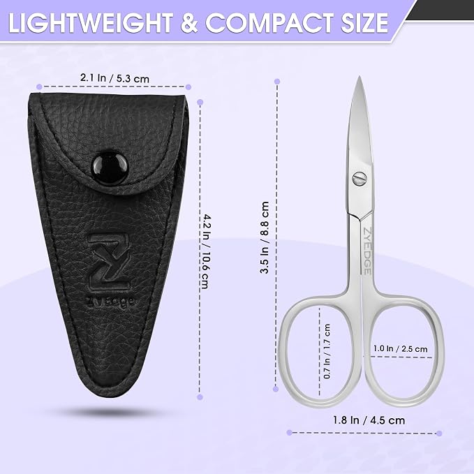 Curved Nail Scissors for Women Manicure Pedicure Scissor for toenail | Stainless steel curved blade and fingernail trimming, ergonomic grip, compact 3.5 inch travel size