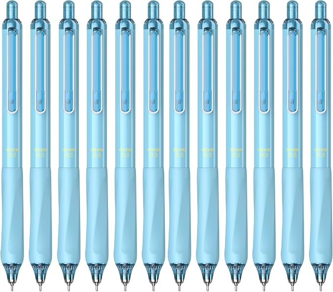 ParKoo Gel Pens Quick Dry Ink Fine Point 0.5mm, Retractable Rolling Ball Blue Ink Pen, Click Silent Pens Set for Journaling Notetaking Drawing Sketching Smooth Writing Non Bleed 12pcs