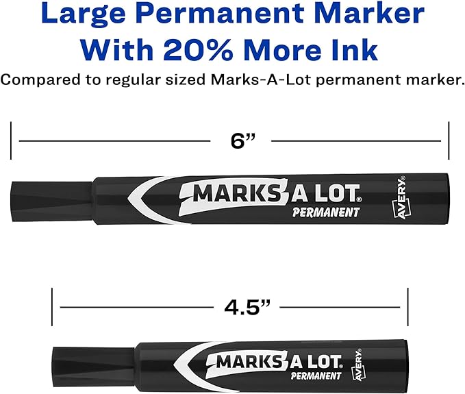 Avery Marks-A-Lot Large Desk-Style Chisel Tip, Value Pack 36 Black Permanent Markers are perfect for signs and posters (98206)