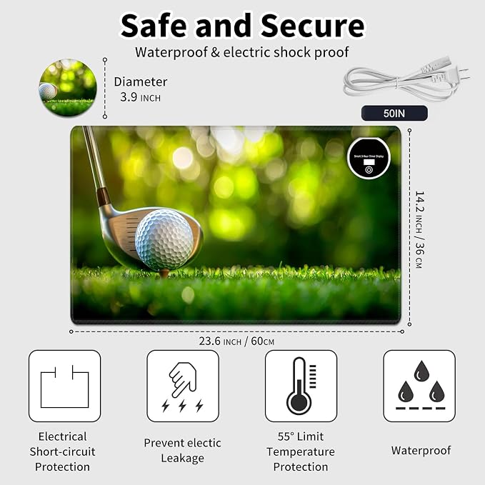 Heated Desk Pad Mouse Pad,Heated Desk Mat,with 3 Heating Levels & 3 Hours Auto Shut-Off,Leather 23.6"*14.2" Gaming Mouse Laptop Mat,Foot Warmer,Golf Club Lawn