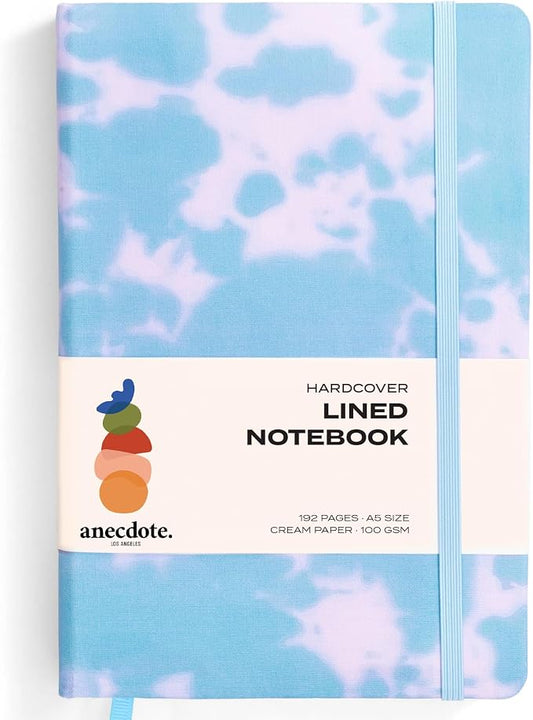 ANECDOTE. Lined Journal Notebook, 192 Pages, A5 size: 8.3" x 5.4", Thick 100 GSM Paper, Ruled, Hardcover. Journal for Women and Men, Perfect Notebook for School, Work and Travel (Tie Dye)