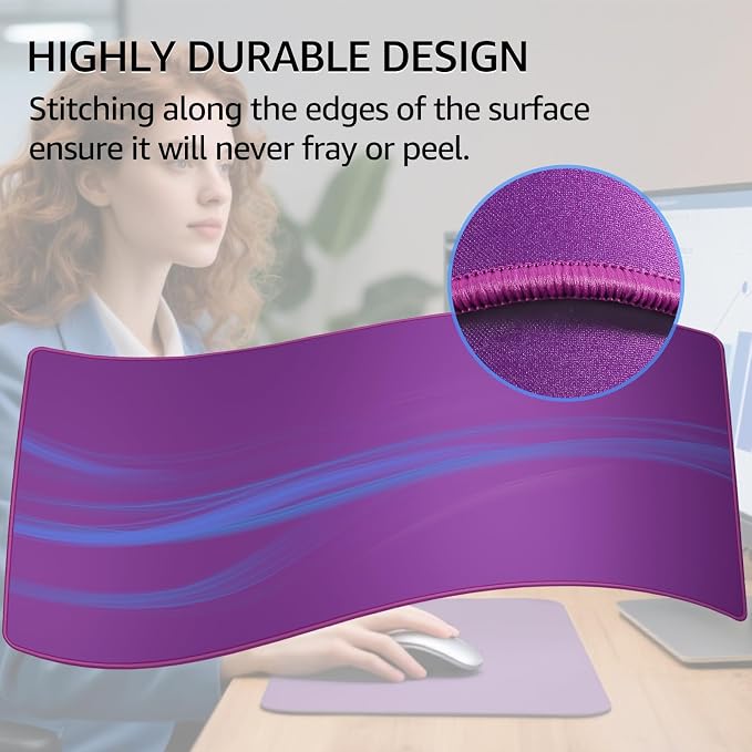 KTRIO Large Gaming Mouse Pad, Desk Mat, 31.5 x 15.7 in, Violet Purple, XXL | Smooth Micro-Weave Surface, Artistic Pattern Design, Non-Slip Rubber Base, Durable Stitched Edges, Office & Home Use