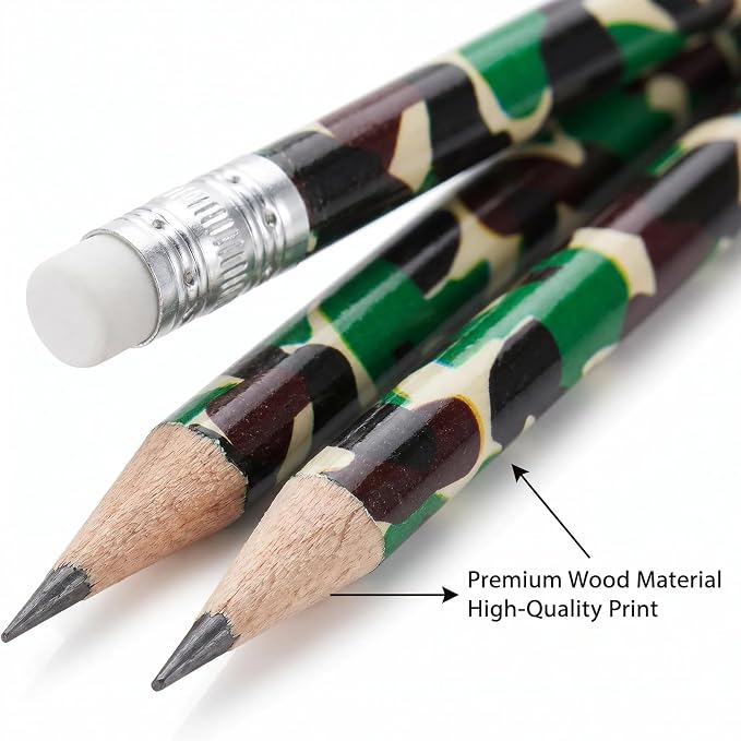 50pc Camouflage Pencils HB, Wooden Writing Pencils for Classroom Office Supplies, Camo Design Bulk Pencils for Kids Students