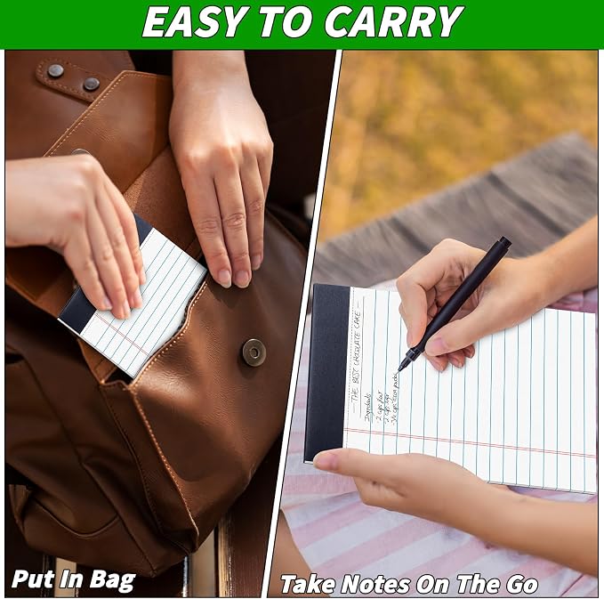 48 Pack Legal Pads 5 x 8 Inch White Notepads College Ruled Writing Pads | Perforated Memo Pads with Lined Paper for Office, School and Home; Ideal for Notes, Lists, Planning and Daily Writing