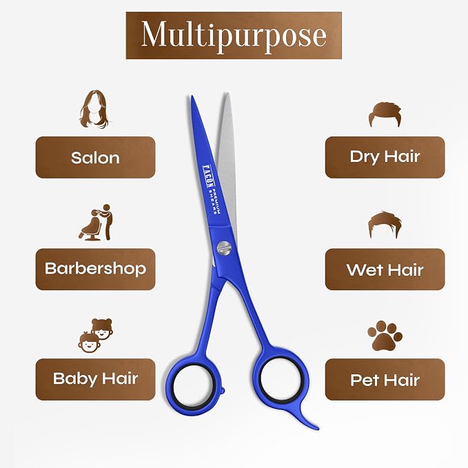 Facón Hair Cutting Scissors - Professional Hair Scissors 6.5 Inch Razor Edge Barber Shears Salon Hair Cutting Shears - Japanese Stainless Steel - Precision Cutting Premium Shears for Men, Women & Kids