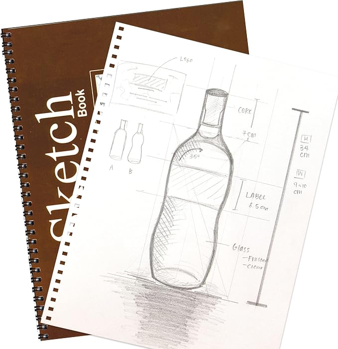 BAZIC Products Sketch Book, Side Bound, 8.5 x 11 in, 30 Sheets, 48-Case | 30-sheet spiral sketch book, smooth drawing paper for sketching, shading