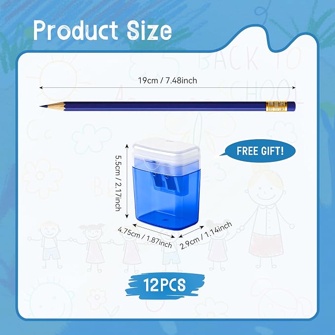 12 Pcs Blue Pencils with Eraser for Kids HB Erasable Pencils Pre-Sharpened Professional Wooden Pencils Set with Smooth Lead Cores, Ideal for School Drawing, Sketching, Coloring and Creative Projects