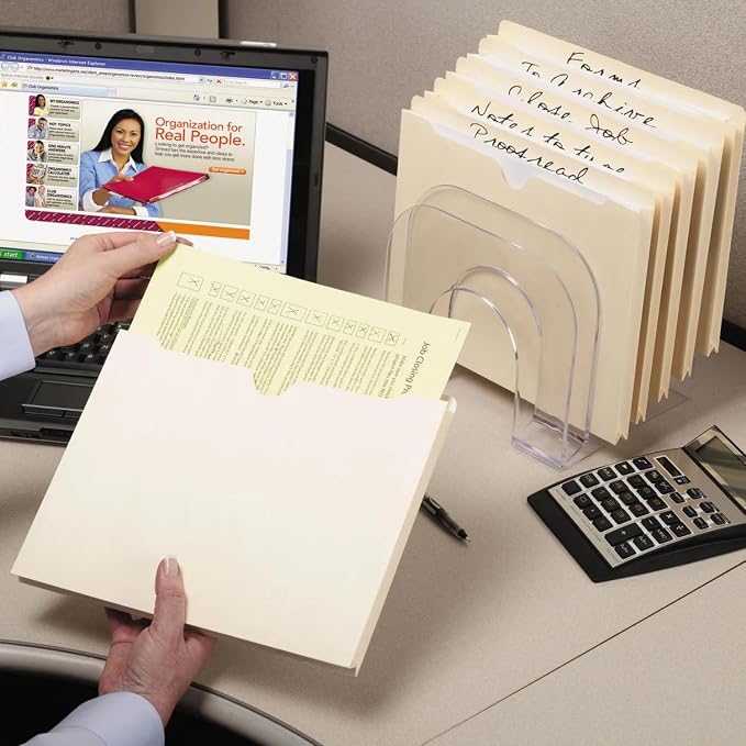 1InTheOffice File Jacket Folders, Manila, Letter Size, Reinforced Straight-Cut Tab, 1" Expansion, 50 Pack