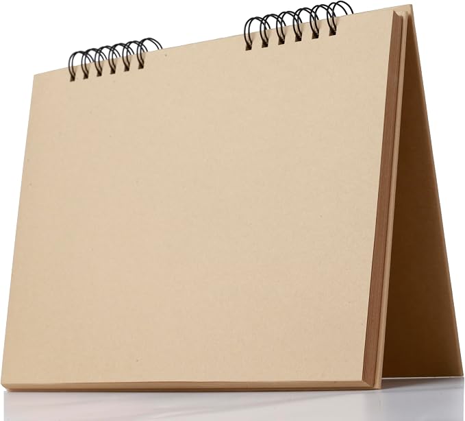 SuyuanArt A5 Toned Tan Sketch Pad, 5.5" x 8.5" (1 Pack, 50 Sheets) - Spiral Bound Mixed Media Sketchbook for Drawing, Doodling, Sketching & Painting - Acid Free, Artist Paper for Charcoal, Pencil, Pen