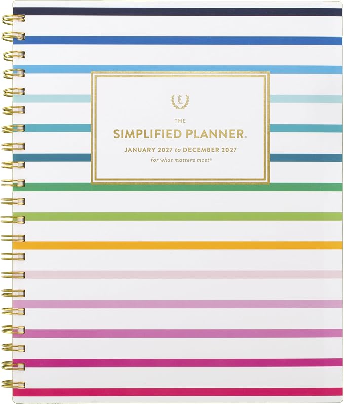AT-A-GLANCE 2027 Planner, Simplified by Emily Ley, Weekly & Monthly, 8.5" x 11", Happy Stripe (EL57-905-27)
