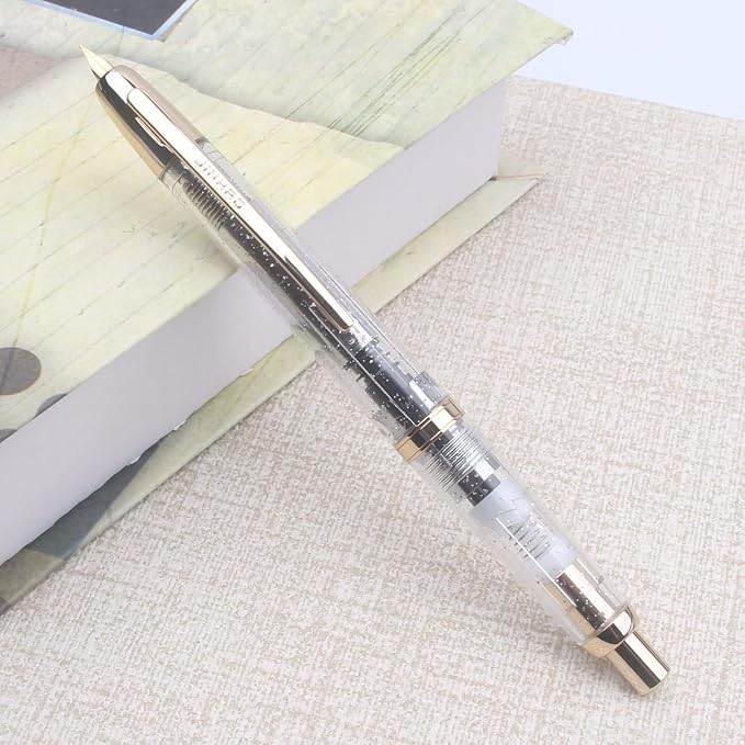 JINHAO 20 transparent Press Fountain Pen Retractable EF/F Nib Plastic with Clip Writing Ink Converter
