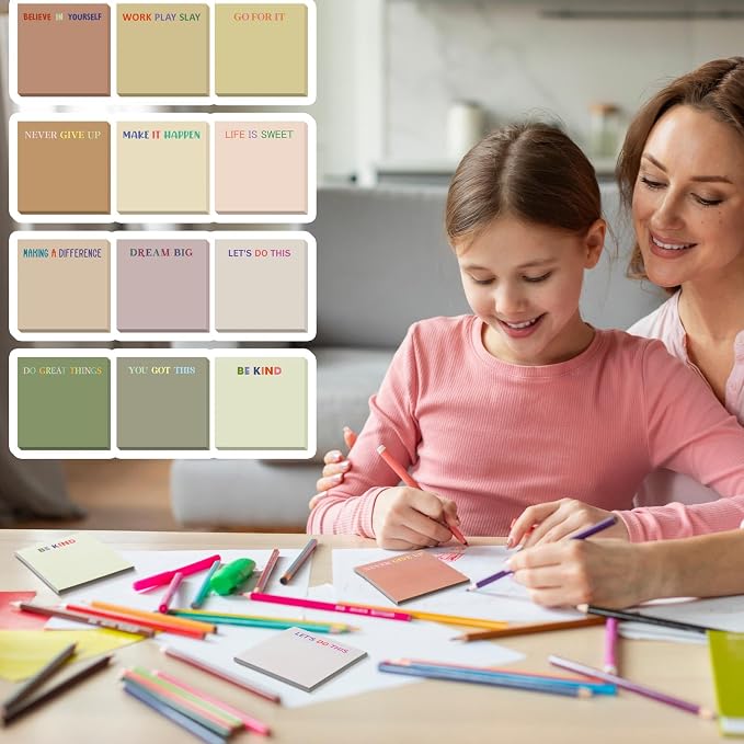 Yinder 24 Pcs Sticky Notes Gifts Bulk,Motivation,Boho